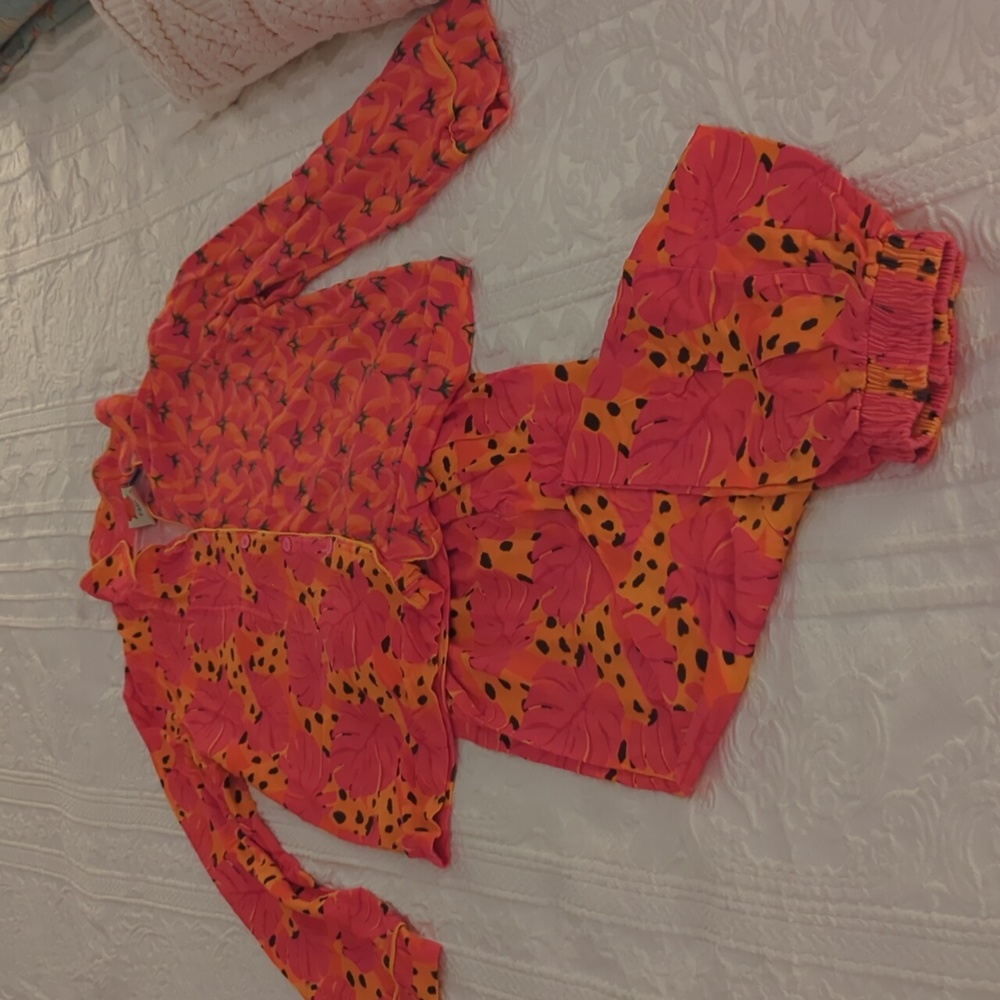 Farm Rio for Anthropologie Cheetah Banana Pajamas -Small